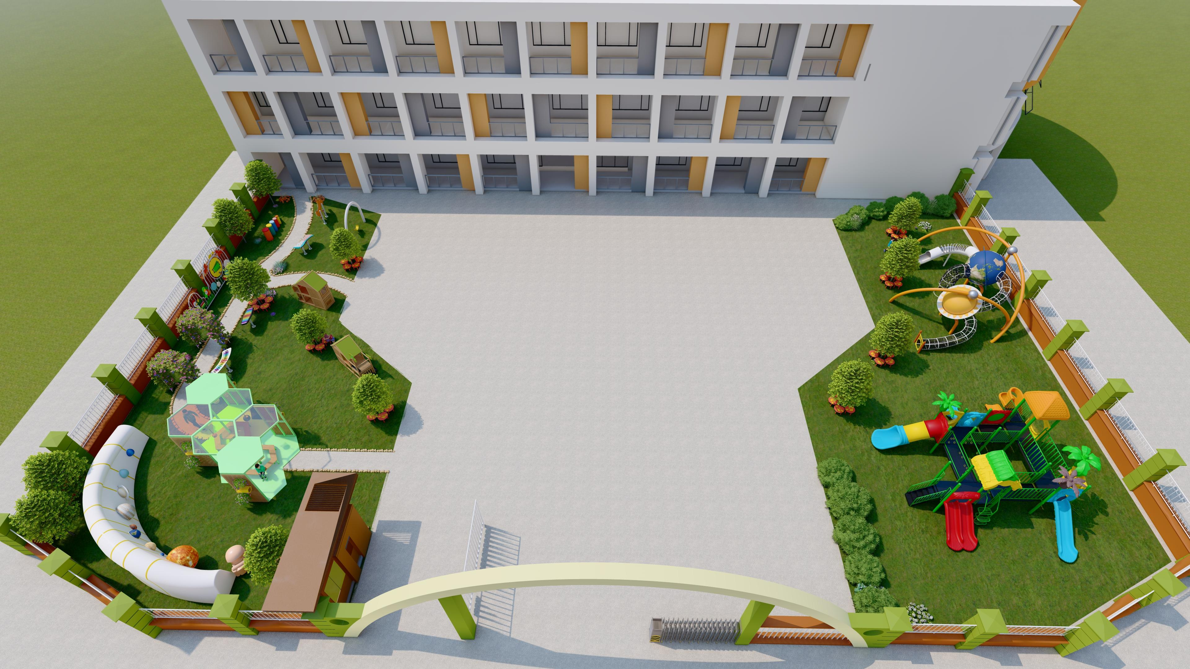 Sân chơi đa trí tuệ tại Trường Mầm non Ngân Hà – không gian xanh kết hợp học tập và vận động